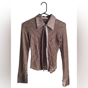 Vintage Y2K Charlotte Russe Lace Longsleeve Clasp Top Size XS